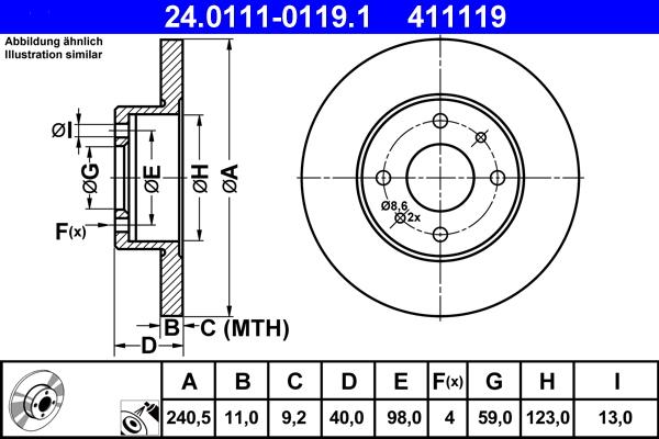ATE 24.0111-0119.1 - Тормозной диск autobalta.com