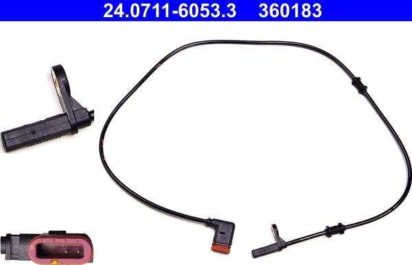 ATE 24.0711-6053.3 - Датчик ABS, частота вращения колеса autobalta.com