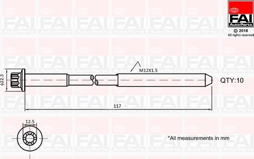 FAI AutoParts B1018 - Комплект болтов головки цилиндра autobalta.com