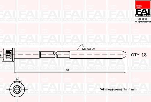 FAI AutoParts B2101 - Комплект болтов головки цилиндра autobalta.com