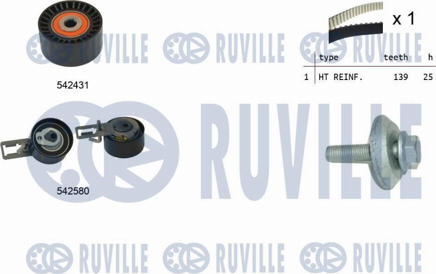 Ruville 550386 - Комплект зубчатого ремня ГРМ autobalta.com