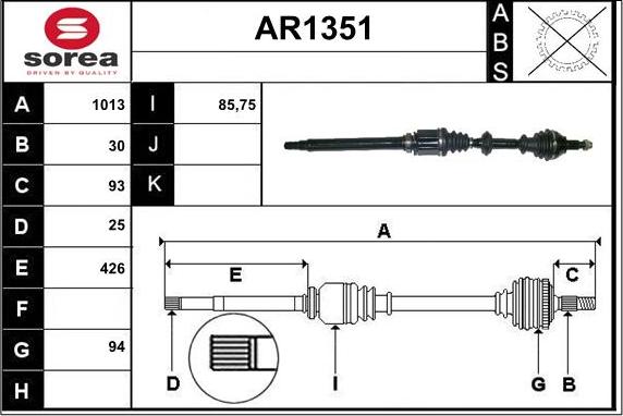 SNRA AR1351 - Приводной вал autobalta.com