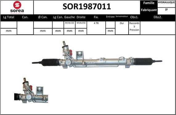 SNRA SOR1987011 - Рулевой механизм, рейка autobalta.com