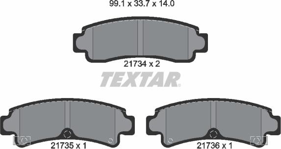 Textar 2173401 - Тормозные колодки, дисковые, комплект autobalta.com