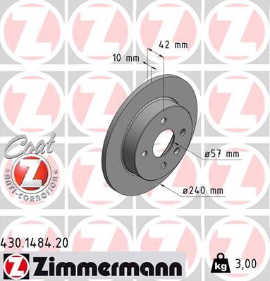 Zimmermann 430-1484-20 - Тормозной диск autobalta.com